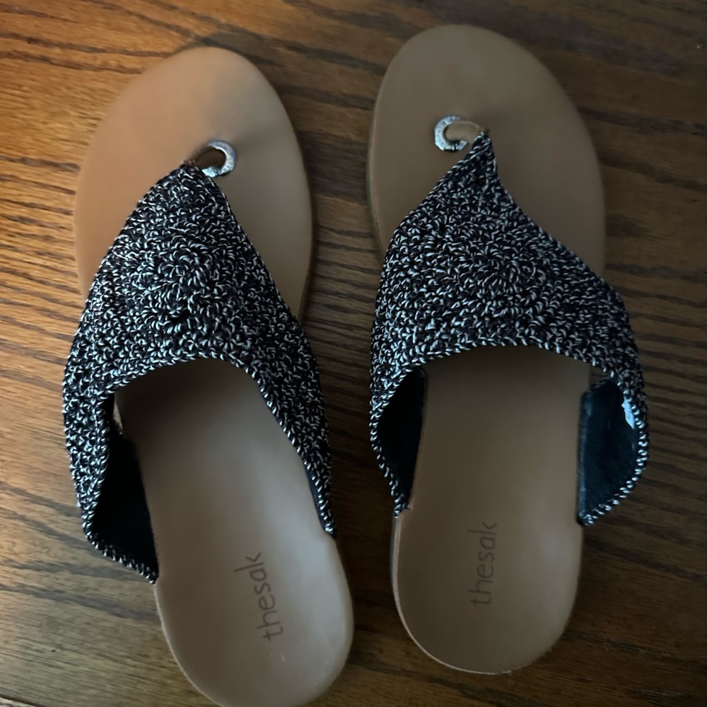 The Sak Black and White Woven Sandals